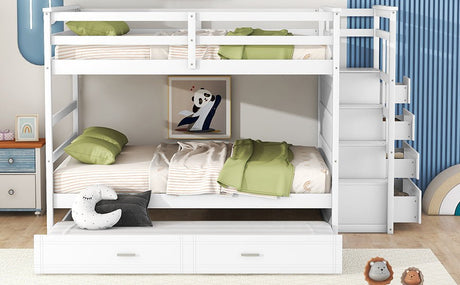 Full Over Full Solid Wood Bunk Bed With Trundle - Veluna - Sleep Galleria