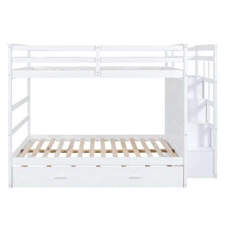Full Over Full Solid Wood Bunk Bed With Trundle - Veluna - Sleep Galleria