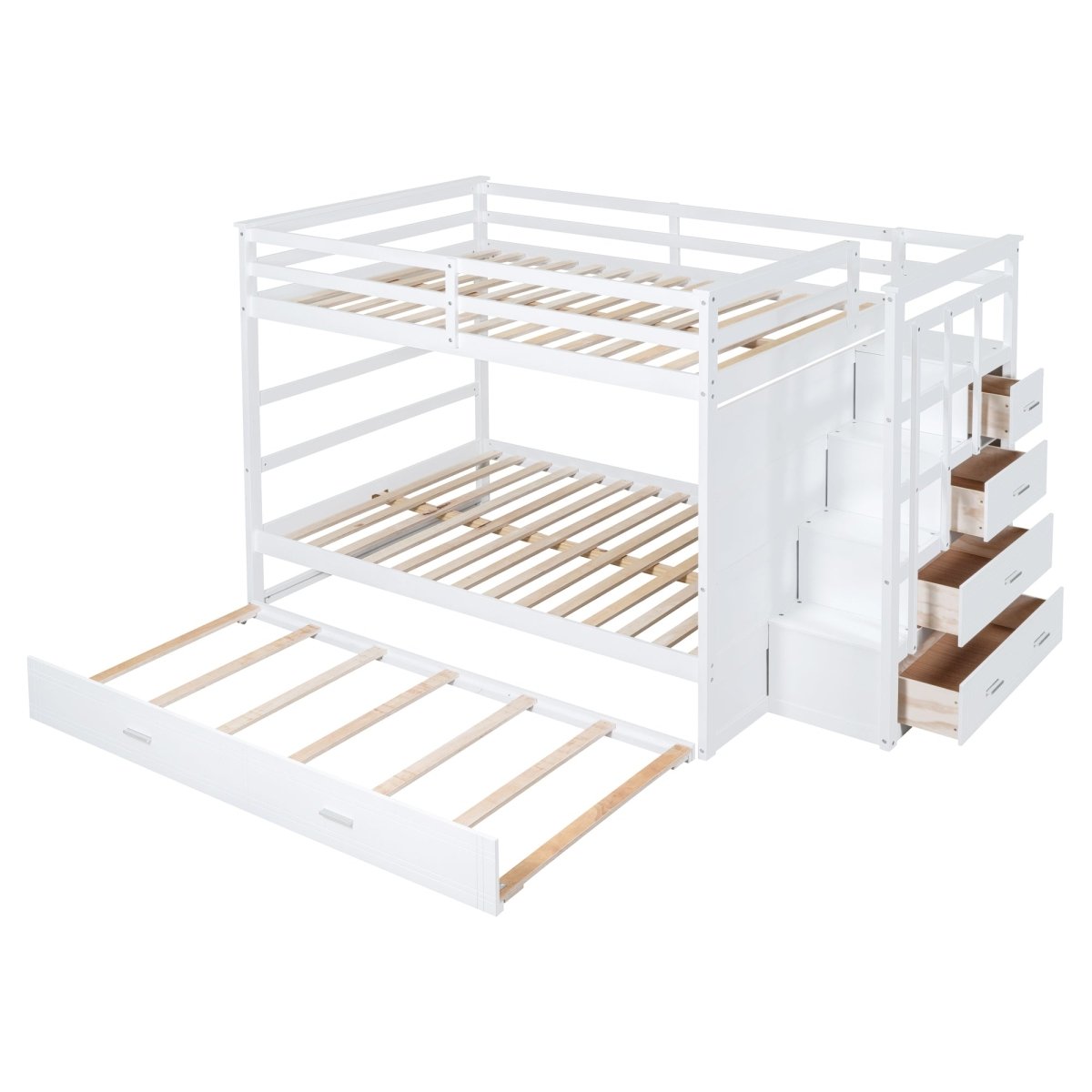 Full Over Full Solid Wood Bunk Bed With Trundle - Veluna - Sleep Galleria