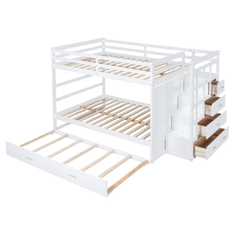 Full Over Full Solid Wood Bunk Bed With Trundle - Veluna - Sleep Galleria