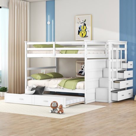 Full Over Full Solid Wood Bunk Bed With Trundle - Veluna - Sleep Galleria