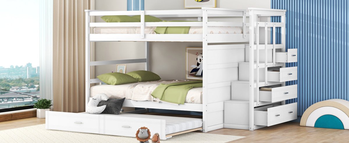 Full Over Full Solid Wood Bunk Bed With Trundle - Veluna - Sleep Galleria