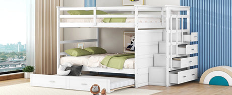 Full Over Full Solid Wood Bunk Bed With Trundle - Veluna - Sleep Galleria