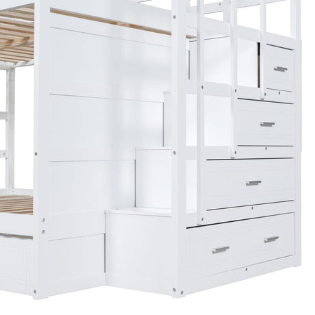 Full Over Full Solid Wood Bunk Bed With Trundle - Veluna - Sleep Galleria