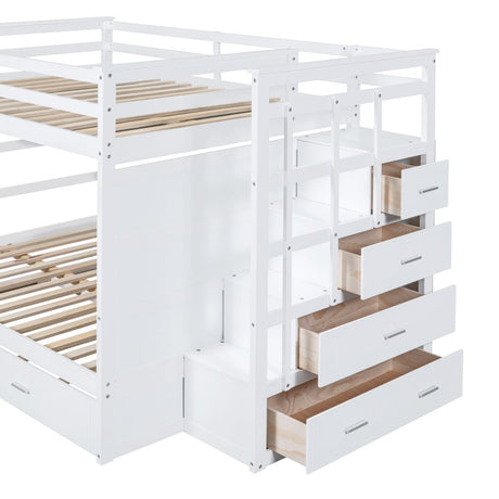 Full Over Full Solid Wood Bunk Bed With Trundle - Veluna - Sleep Galleria
