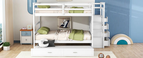 Full Over Full Solid Wood Bunk Bed With Trundle - Veluna - Sleep Galleria
