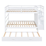 Full Over Full Solid Wood Bunk Bed With Trundle - Veluna - Sleep Galleria