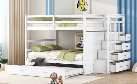 Full Over Full Solid Wood Bunk Bed With Trundle - Veluna - Sleep Galleria