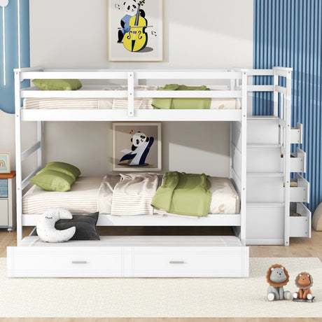 Full Over Full Solid Wood Bunk Bed With Trundle - Veluna - Sleep Galleria
