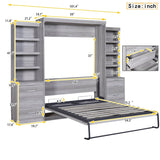 Full Size Gray Murphy Bed With Storage Drawers - Sleep Galleria