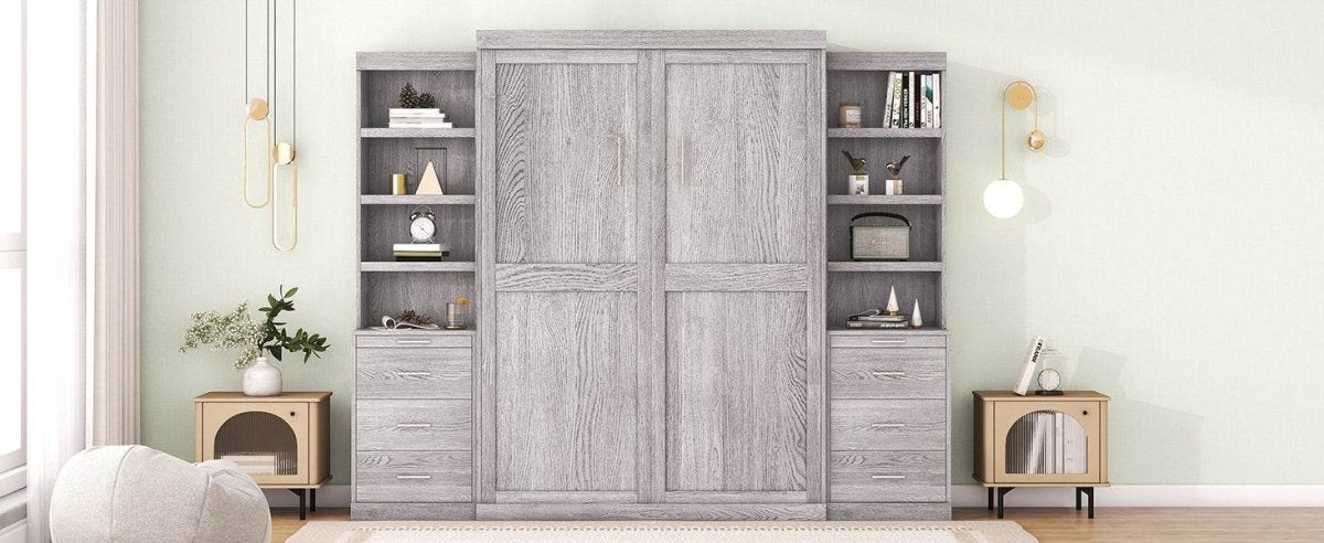 Full Size Gray Murphy Bed With Storage Drawers - Sleep Galleria