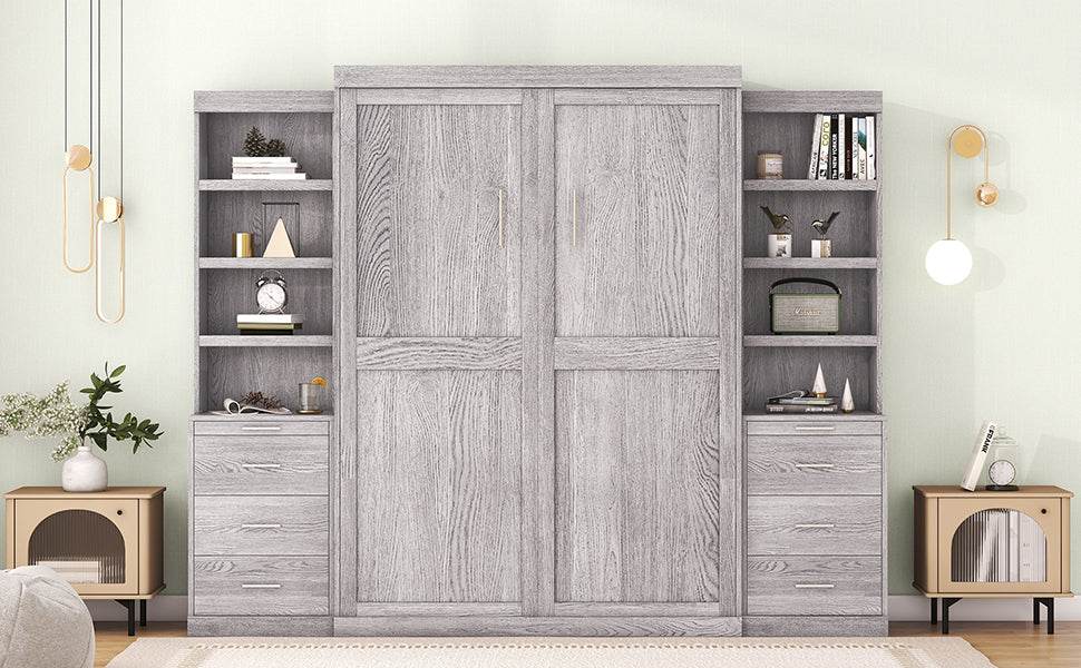 Full Size Gray Murphy Bed With Storage Drawers - Sleep Galleria