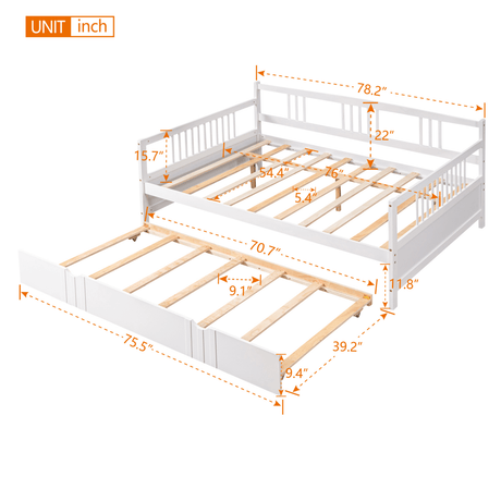 Full Size Solid Wood Daybed With Twin Trundle - Veluna - Sleep Galleria