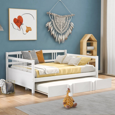 Full Size Solid Wood Daybed With Twin Trundle - Veluna - Sleep Galleria