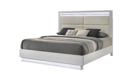 Glam Modern 5 - Piece Queen Wood Bedroom Set With LED Lighting - Veluna - Sleep Galleria