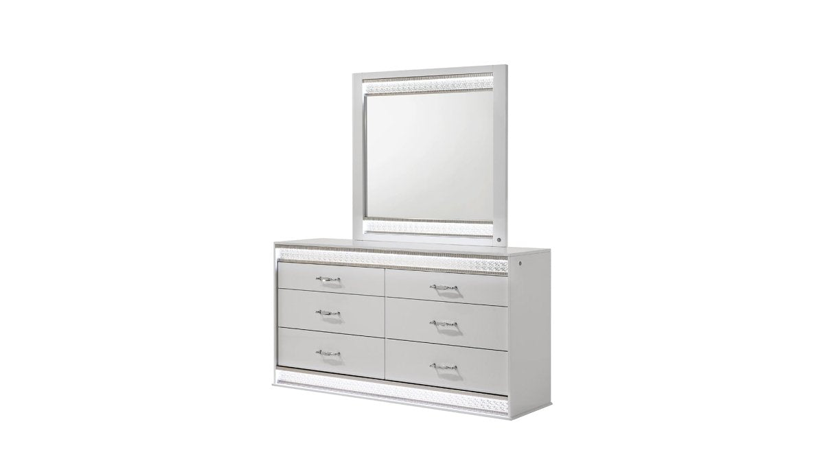 Glam Modern 5 - Piece Queen Wood Bedroom Set With LED Lighting - Veluna - Sleep Galleria