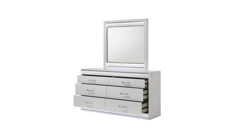 Glam Modern 5 - Piece Queen Wood Bedroom Set With LED Lighting - Veluna - Sleep Galleria