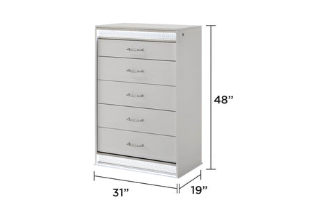 Glam Modern 5 - Piece Queen Wood Bedroom Set With LED Lighting - Veluna - Sleep Galleria