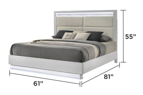 Glam Modern 5 - Piece Queen Wood Bedroom Set With LED Lighting - Veluna - Sleep Galleria