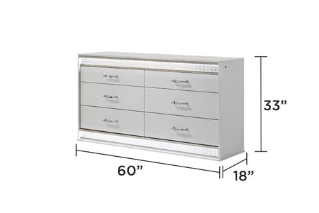 Glam Modern 5 - Piece Queen Wood Bedroom Set With LED Lighting - Veluna - Sleep Galleria