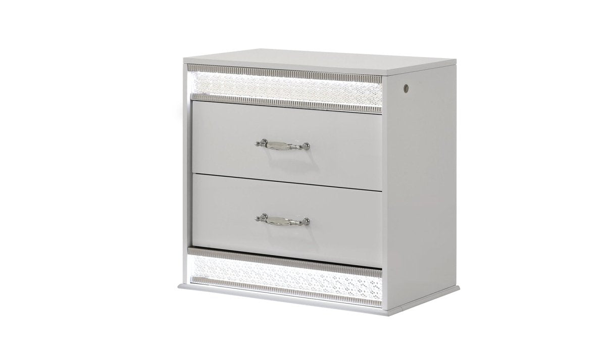 Glam Modern 5 - Piece Queen Wood Bedroom Set With LED Lighting - Veluna - Sleep Galleria