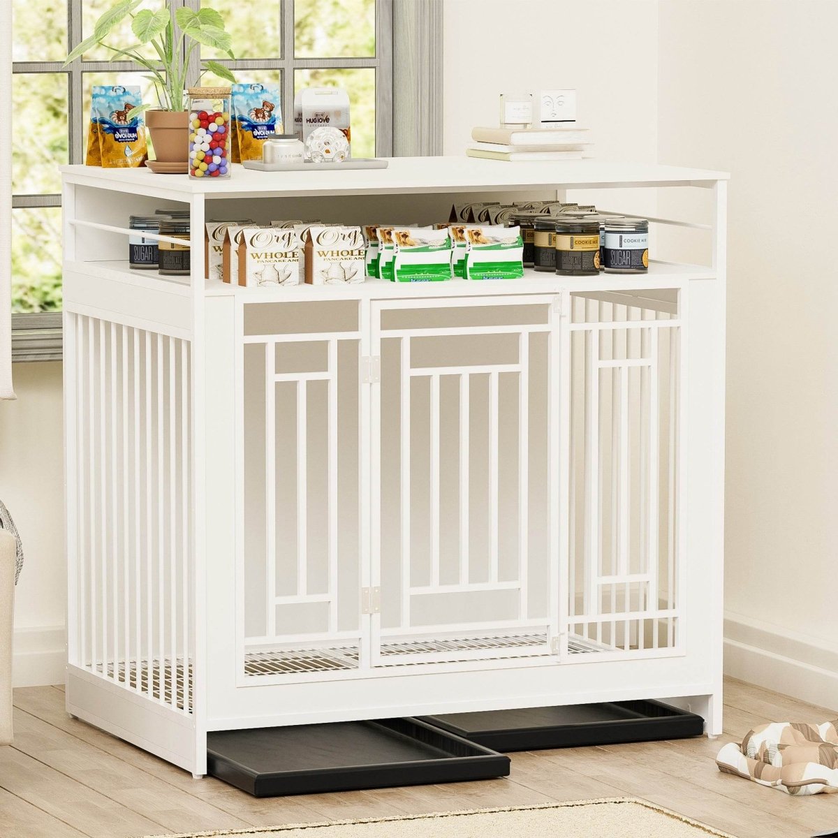 Heavy Duty Wooden Dog Crate Furniture With Storage - Sleep Galleria