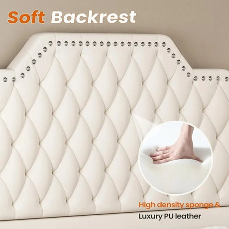 Leather Upholstered Bed Frame With Storage Drawers And LED Charging - Veluna - Sleep Galleria
