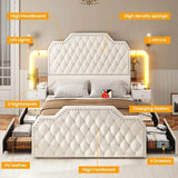 Leather Upholstered Bed Frame With Storage Drawers And LED Charging - Sleep Galleria