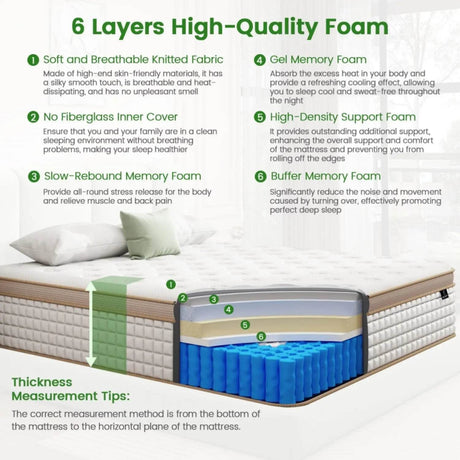 Medium Hybrid 12 - Inch Gel Memory Foam Mattress - Veluna - Sleep Galleria
