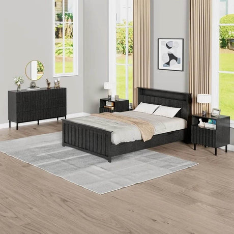 Modern Fluted Solid Wood Bedroom Furniture Set - Sleep Galleria