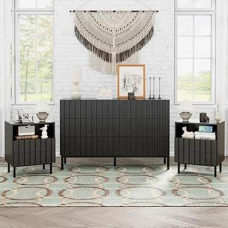 Modern Fluted Solid Wood Bedroom Furniture Set - Sleep Galleria