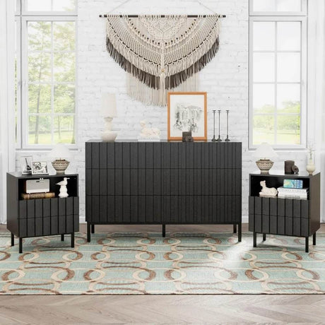 Modern Fluted Solid Wood Bedroom Furniture Set - Sleep Galleria