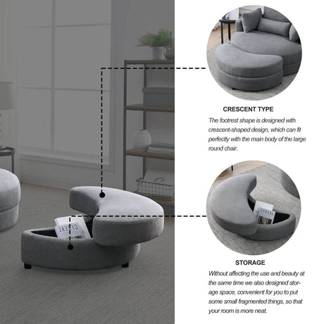 Modern Swivel Fabric Accent Chair With Storage Ottoman - Sleep Galleria