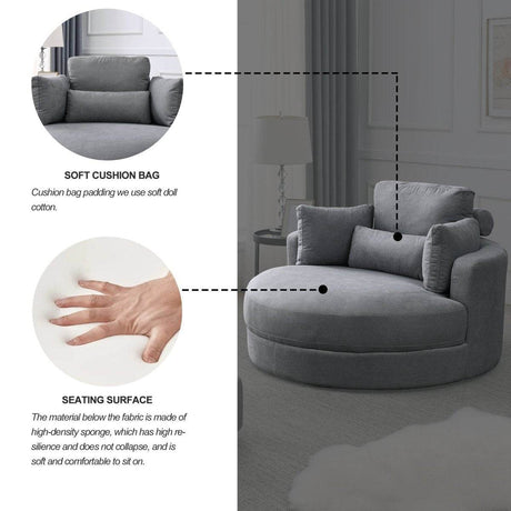 Modern Swivel Fabric Accent Chair With Storage Ottoman - Sleep Galleria