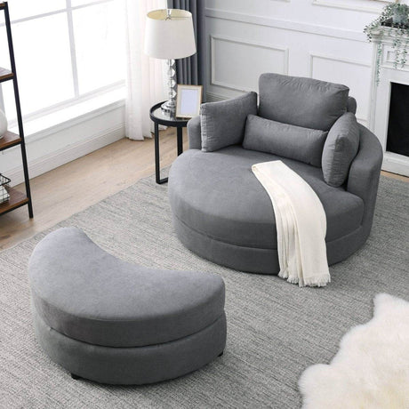 Modern Swivel Fabric Accent Chair With Storage Ottoman - Sleep Galleria
