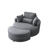 Modern Swivel Fabric Accent Chair With Storage Ottoman - Sleep Galleria