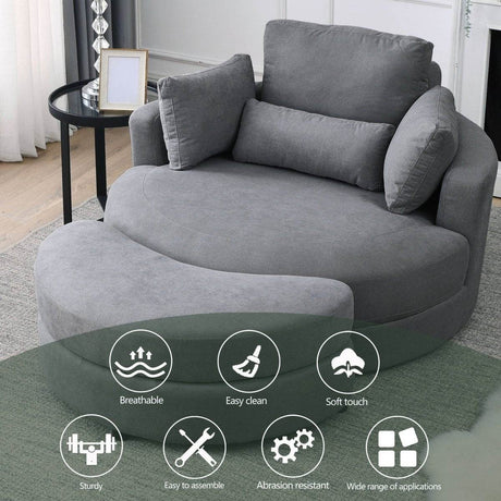 Modern Swivel Fabric Accent Chair With Storage Ottoman - Sleep Galleria