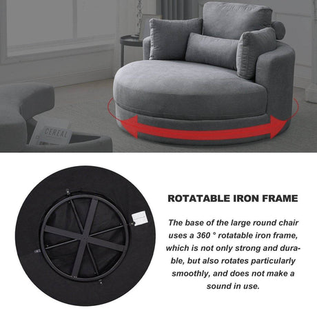Modern Swivel Fabric Accent Chair With Storage Ottoman - Sleep Galleria