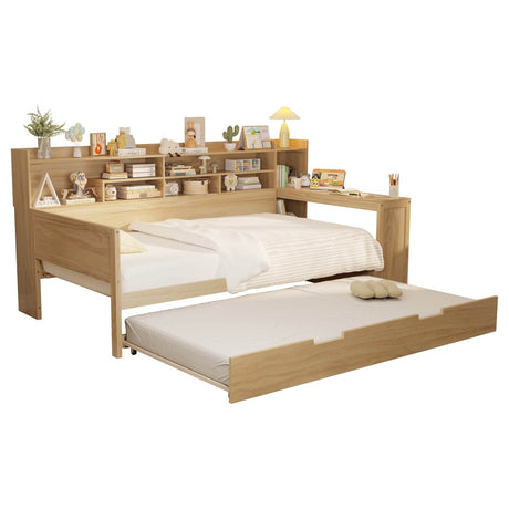 Multi - Functional Wooden Twin Bed With Trundle And Desk - Veluna - Sleep Galleria