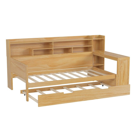 Multi - Functional Wooden Twin Bed With Trundle And Desk - Veluna - Sleep Galleria