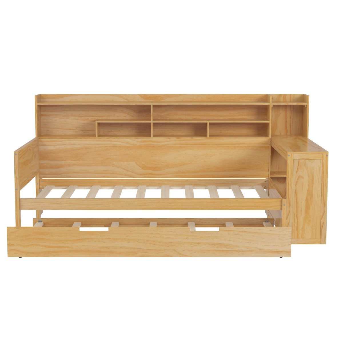 Multi - Functional Wooden Twin Bed With Trundle And Desk - Veluna - Sleep Galleria