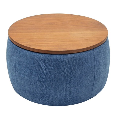 Multipurpose Navy Fabric Storage Ottoman With Removable Top - Veluna - Sleep Galleria