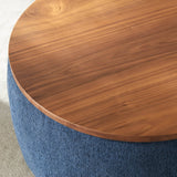 Multipurpose Navy Fabric Storage Ottoman With Removable Top - Sleep Galleria