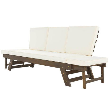 Outdoor Adjustable Acacia Wood Patio Daybed With Cushions - Sleep Galleria