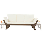 Outdoor Adjustable Acacia Wood Patio Daybed With Cushions - Sleep Galleria