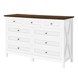 Rustic White Wood Storage Dresser With 9 Drawers - Sleep Galleria