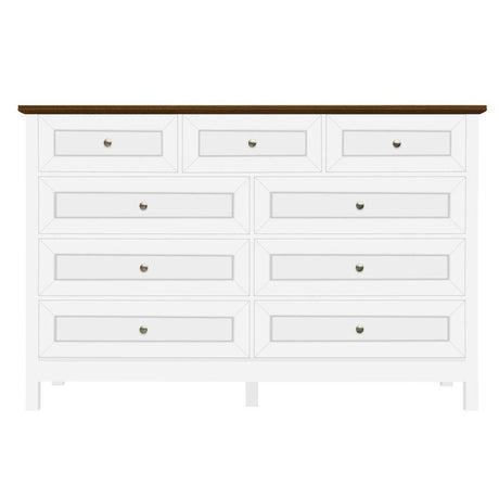 Rustic White Wood Storage Dresser With 9 Drawers - Sleep Galleria