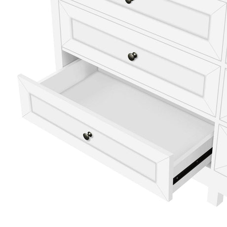 Rustic White Wood Storage Dresser With 9 Drawers - Sleep Galleria