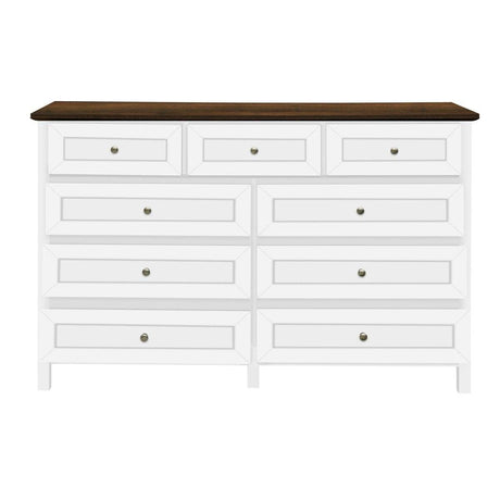 Rustic White Wood Storage Dresser With 9 Drawers - Sleep Galleria