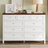 Rustic White Wood Storage Dresser With 9 Drawers - Sleep Galleria